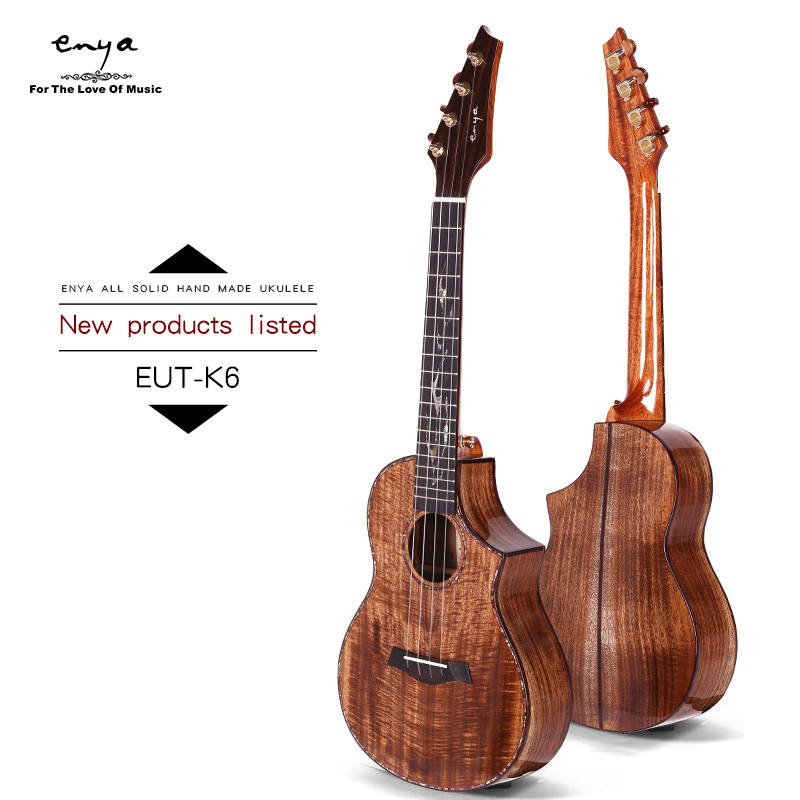 Enya EUT-K6 Full Sold Cutaway Tiger-Stripe Koa Ukulele