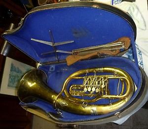 RARITÄT: altes Bariton+Koffer+Hülle um 1920,4 Ventile,Tenorhorn