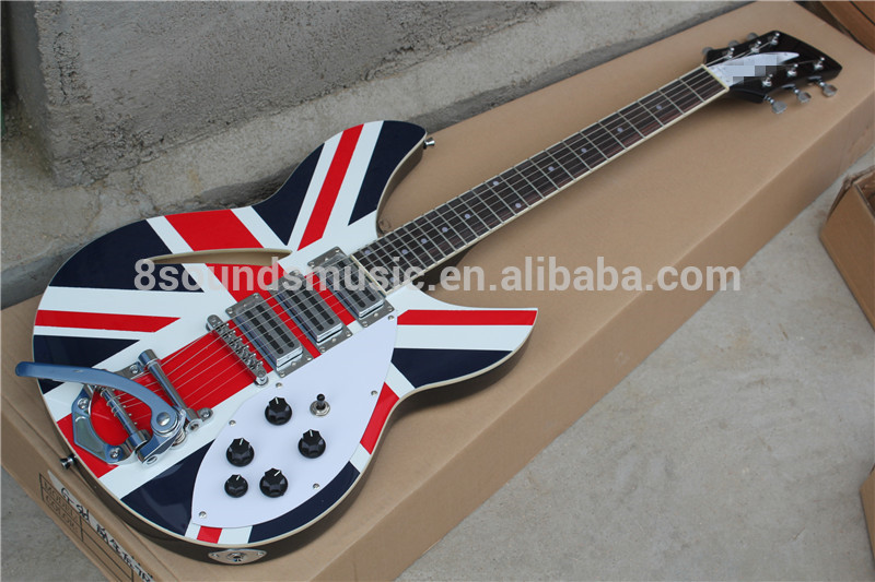 free shipping short scale lp union Jack top RIC New arrival bestacker 325 360 330 electric guitar with 3 pickups