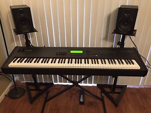 Yamaha S90 Synthesizer w/ Stand, Pedal, And Pair Of M-Audio BX5 Studio Monitors