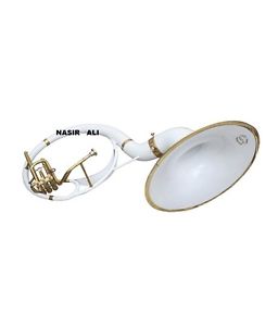 SOUSAPHONE  WHITE COLORED + BRASS POLISHED KING SIZE TUBA WITH FREE CASE + MP