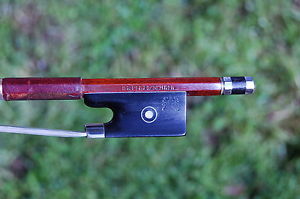 Wonderful, real, old violin bow H.R.Pfretzschner, silver, Model Voirin certify.