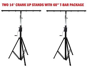 Two (2)xTRUSS 14FT LIGHTING CRANK STANDS 220 LB & UNIVERSAL 60" T-BAR DJ PA CLUB