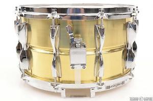 YAMAHA SD498 Brass Snare Drum 8 x 14 Case Owned by Russ Kunkel w/Extras! #24742