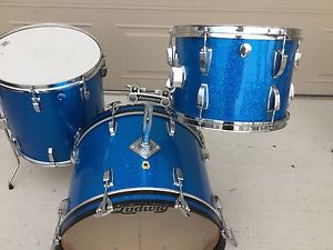 Vintage Ludwig Blue Sparkle Classic Maple 3 ply shells, 1968