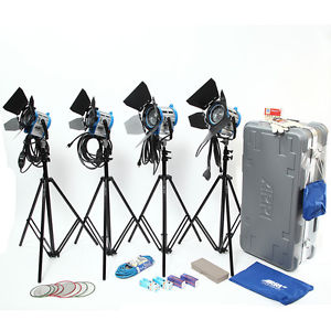 Arri 300 / 650 Tungsten Fresnel 4-Light KIT w/ Accessories & Heavy Duty Case