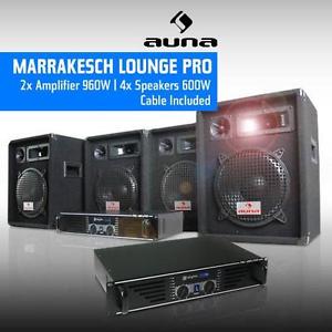 DJ PA COMPLETE DISCO 4x SPEAKERS 2x 480W AMP AMPLIFIER *FREE P&P SPECIAL OFFER