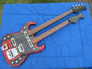 Gitarre Doppelhals Bass / Gitarre Unikat Rarität Vintage Sammlerstück DDR