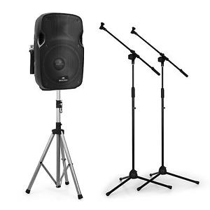12" ACTIVE PA SPEAKER SYSTEM SOUND 2 MIC STAND MOBILE REMOTE 350 W *FREEP&P*
