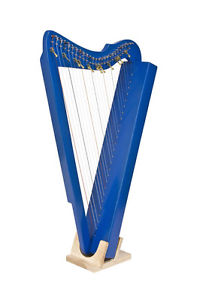 NEW BLUE FLATSICLE IRISH CELTIC HARP, 11 LEVERS, BOOK & DVD - MADE IN USA