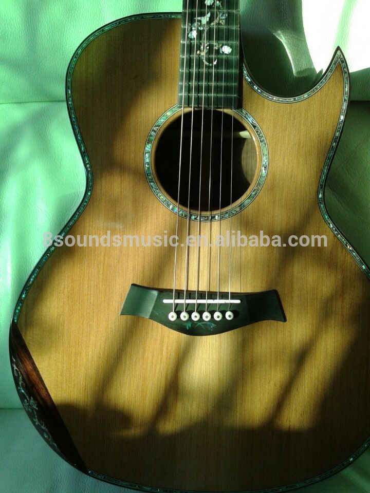 free shipping custom OEM acoustic guitar all solid wood handmade single cut guitar top quality