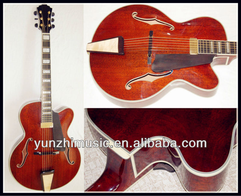 solid Mahogany wood handmade hollow body archtop electric guitar