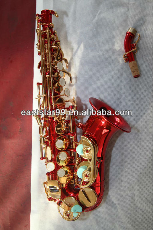 red soprano saxophone