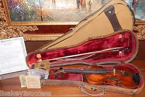 German Violin Labeled Aegidius Kloz Mittenwald 1819, Enrico Morelli Bow, 2 Cases