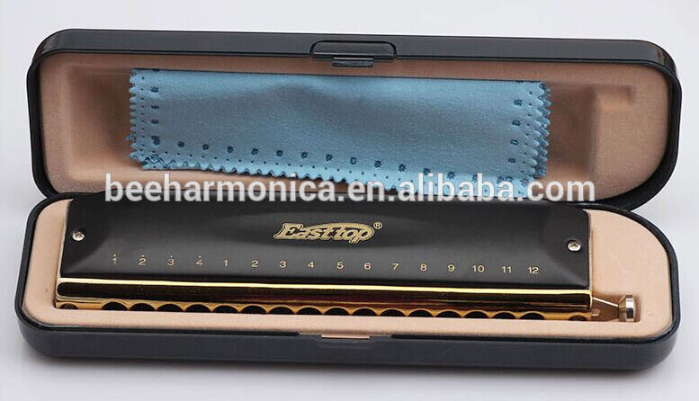 EASTTOP professional 16 holes black chromatic harmonica T1664