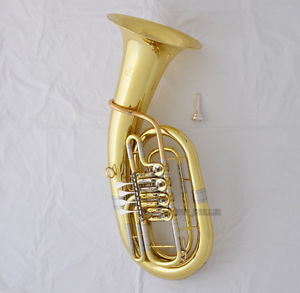 Professional Gold Lacquer Euphonium 4 Rotary Valves Bb Horn New Case Mouthpiece