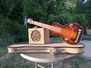 Vintage 1930's OAHU Electric Lap Steel Guitar & Matching TUBE Amplifier SUPERB!