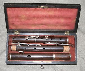 Antique 19th french rosewood flute 6 keys case - Restored, plays well at 440Hz !