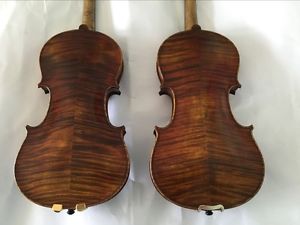 2pcs 7/8 size violins nice flamed maple back side spruce top
