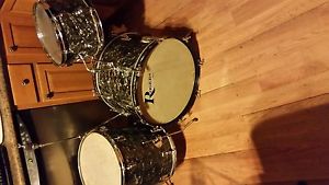 Vintage 60's Rogers 3pc Black Diamond Pearl Drumset