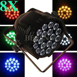 8pcs 18x18w zoom led par can light  324W 10CH rgbwa uv 6in1 led par 64 dj light