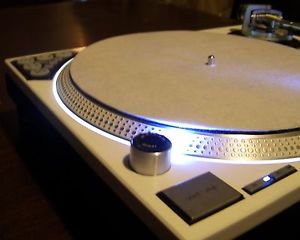 PAIR of BLUE Technics SL-1200 MK2 turntables w/recessed dicer & white LED's