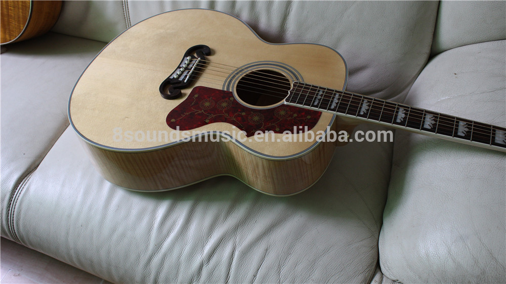 free shipping wholesale high end 43" solid flame maple Jumbo acoustic guitar Byron OEM tokai acoustic electric guitar