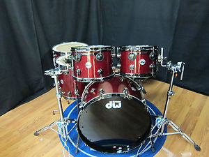 DW DRUMS COLLECTORS SERIES RUBY GLASS W/ BLACK HW & BLACK VELVET INLAYS