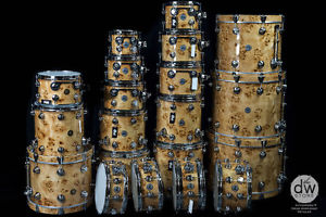 DW DRUMS COLLECTORS MAPA BURL SHELL BANK! CHOOSE YOUR OWN SIZES!
