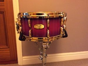 Pearl Masterworks custom 14 snare maple and gold hardware 20 ply