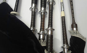 NEW SCOTTISH AFRICAN BLACK WOOD SCOTTISH GREAT HIGHLAND BAGPIPE FULL ENGRAVED