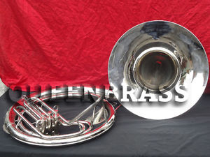 CHRISTMAS^OFFER SOUSAPHONE 24 " VALVE_BIG"SOUSAPHONE FAST"W/ CASE BOX CHROME
