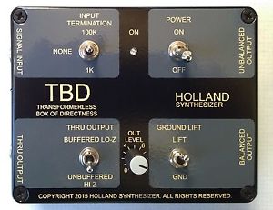 Active Direct Box Model TBD by Holland Synthesizer DI Box Super Quiet!