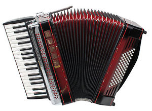 ZUPAN ACORDEON 34 TECLAS 72 BATTONES DE BAJO 5 REGISTROS CON MALETA ROJO SOMBRA