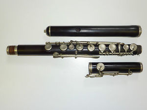Beautiful Antique French C MAHILLON LONDON Black Hardwood flute