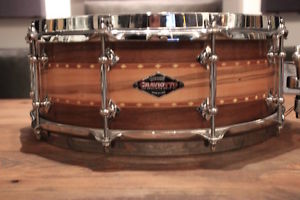 5.5x14 Craviotto RARE Walnut Ambrosia Maple Stacked Solid Snare Drum - MINT