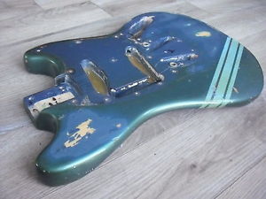 1969 Fender Mustang Guitar Body Competition Blue Stripe 4lbs 6oz Vintage USA