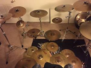 PAISTE 3000 RUDE 18 PC  ALMOST COMPLETE SET OF CRASH RIDE HIHAT DRUM CYMBALS