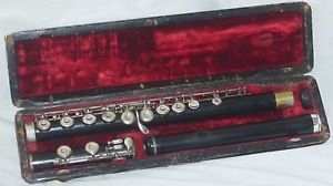 Beautiful Antique Haynes Wood Flute with Case and Antique leather case cover!!