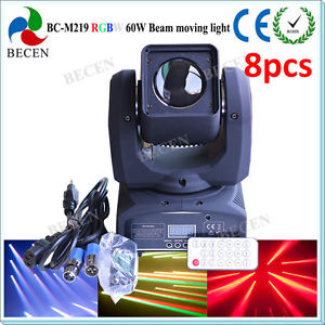 8pcs/lot 60w rgbw 4in1 led sharp beam moving head light with Remote control