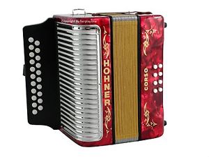 Akkordeon Harmonika Hohner Corso G-C Aussteller, neuer Rucksack & neue Riemen