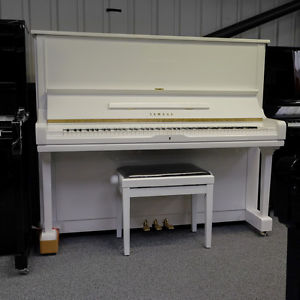 Used Yamaha U3 upright piano in polished white
