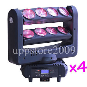 4pcs/lot rgbw 4 in 1 Spider LED Moving Head RGBW 8x10W fast shipping