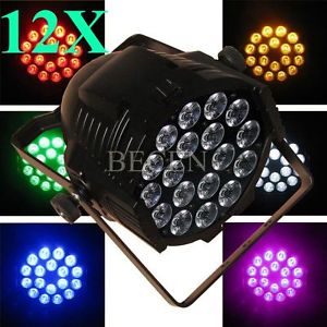 12pcs 18x18W RGBWY UV 6in1 Zoom led par light 10CH LED PAR64 dj lighting
