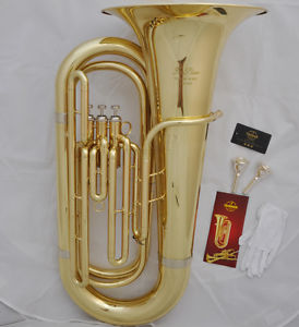 Professional gold Bb key tuba horn monel valves with new case 2pcs mouthpiece