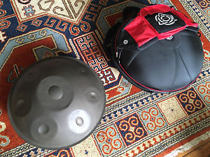 db Handpan with Evatek Case, D Minor with notes D A Bb C D F G A
