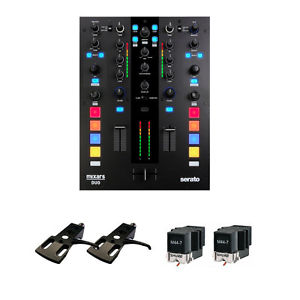 Mixars Duo Serato 2 Ch Battle Mixer + 2 Shure M447 Cartridges & Black Headshells