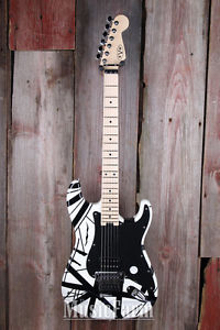 EVH® Stripe Series White with Black Stripes Electric Guitar Floyd Rose BSTOCK