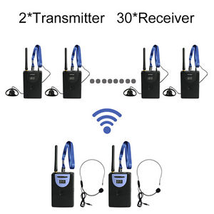 2.4G Digital Wireless Tour Guide System(2 transmitters and 30 receivers)